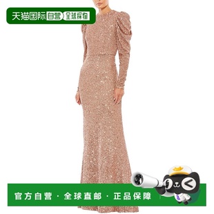 金属色连衣裙 柱形礼服 美国奥莱直发 Duggal高领蓬松长袖 自营Mac