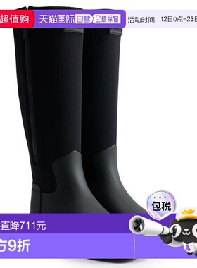 日本直邮Hunter 女士精致高筒氯丁橡胶拉链靴 WFT4009NRE-BLK