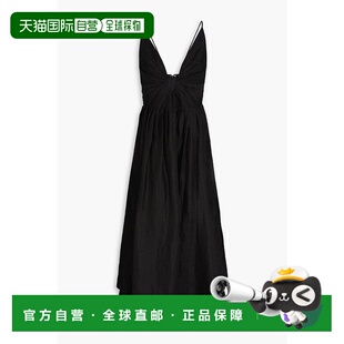 褶裥亚麻真丝混纺欧根纱中长连 女士 1h可退 香港直邮ZIMMERMANN