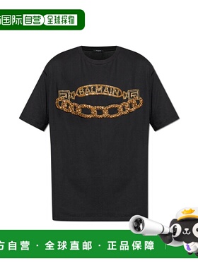 香港直邮BALMAIN 男士T恤 FH1EG160PD12EAD AW2025 黑色 T-shirt