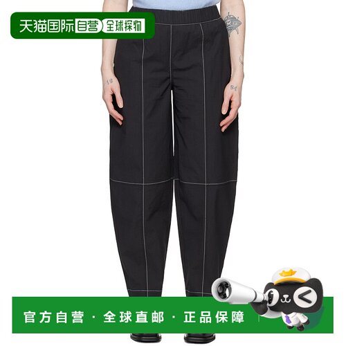 香港直邮潮奢 GANNI 甘尼 女士 黑色 Curve 高腰休闲裤长裤 F6736