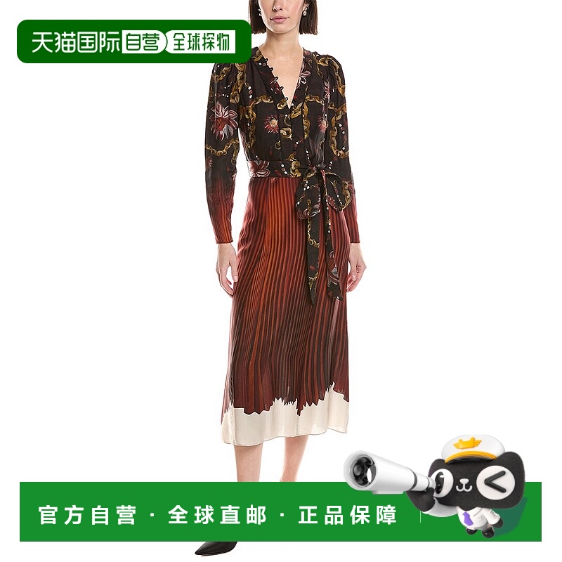 自营Marchesa Notte Printed Georgette Midi Dress - orange 美