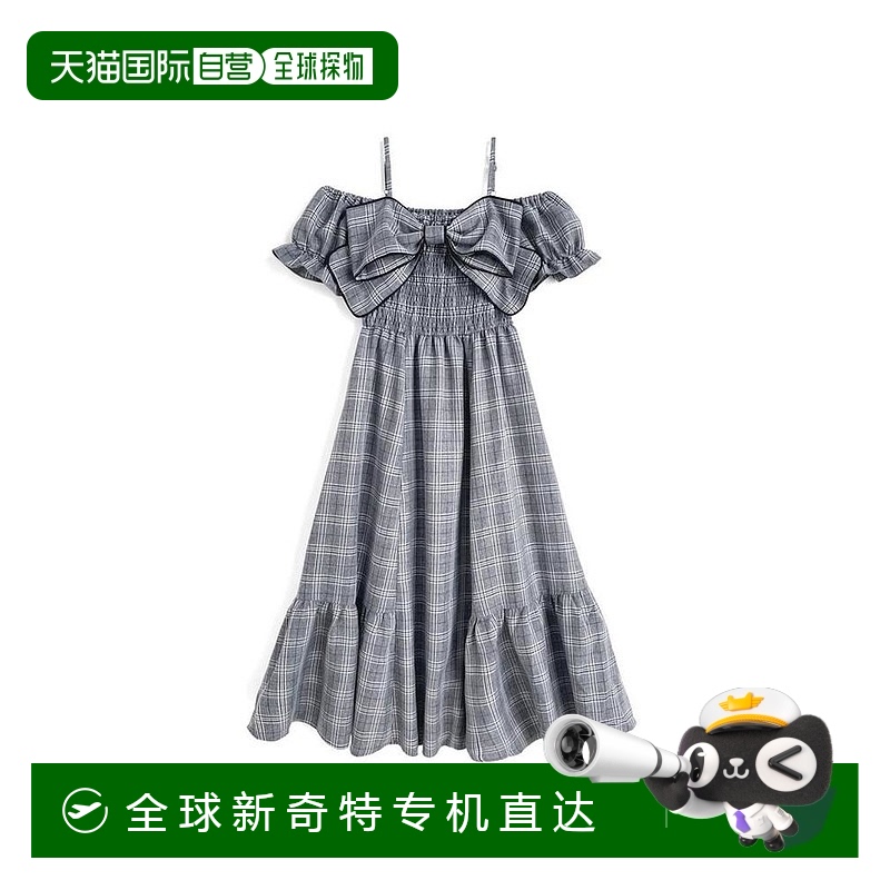 日本直邮日潮 GRL 格子缎带露肩连衣裙 tg817