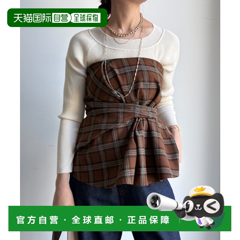 1h可退 日本直邮DouDou 女装 复古磨毛格纹背心裙 修身显瘦设计 D