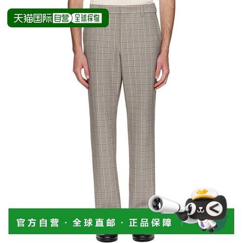 香港直邮潮奢 BOSS 波士 男士 驼色 Relaxed-Fit Checked Stretch