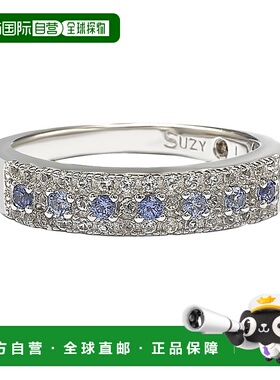 自营 Suzy Levian 纯银蓝宝石和钻石口音密钉戒指 - 蓝色 美国奥