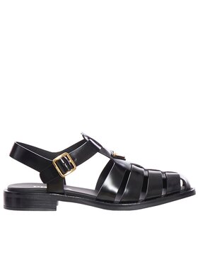 PRADA 女士凉鞋 1X889N055F020F0002 SS2025 黑色 露跟平底凉鞋