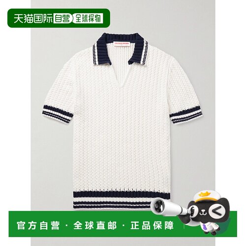 香港直邮Orlebar Brown 男士 纱框钩花有机棉Polo衫 281559WHITES