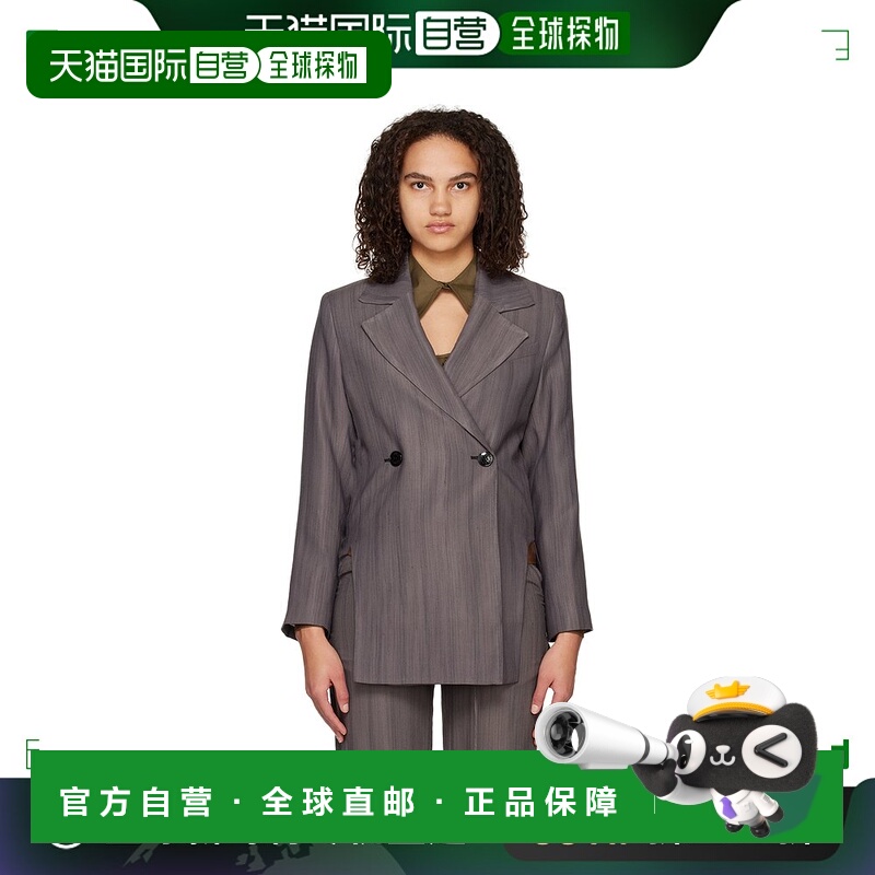 1h可退 香港直邮潮奢 GANNI 甘尼 女士 灰色 Drapey 西装外套 F75