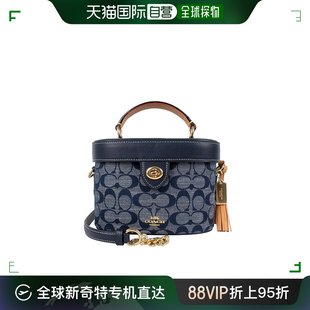 COACH 奥莱款 女士牛仔布配皮斜挎手提包C8165IMDEI蔻驰牛仔蓝