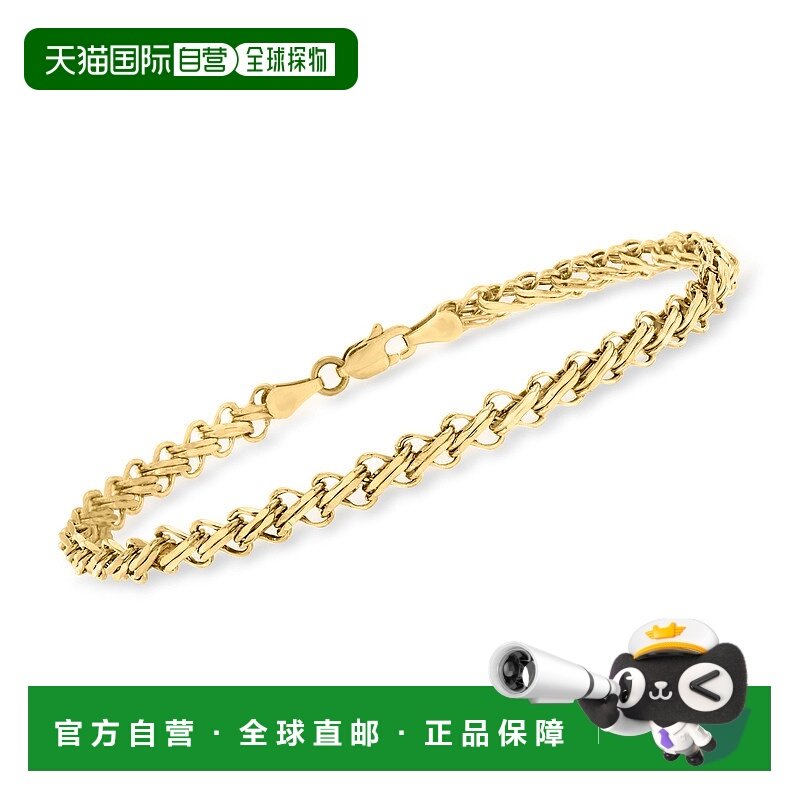 自营 Ross-Simons 14kt 黄金双杆链式手链 - 8 英寸 美国奥莱直发