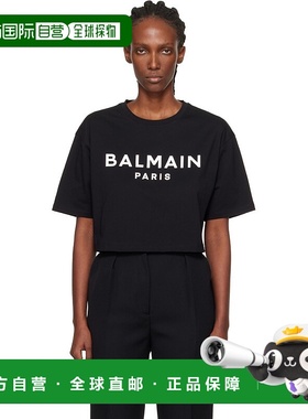 香港直邮Balmain 巴尔曼 女士 黑色 Paris Print T 恤 BF1EE020BB