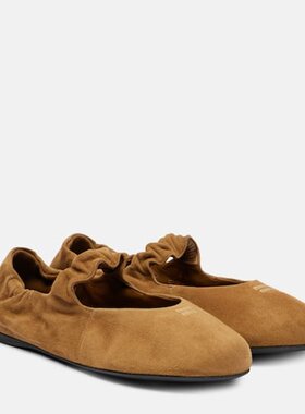 潮奢 Miu Miu 缪缪 女士 Ruches 绒面革玛丽珍平底鞋