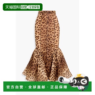 香港直邮ZIMMERMANN 女士 沟纹豹纹亚麻真丝混纺薄纱中长半身裙 2