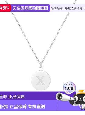 savvy cie jewelsRHOD. 纯银圆形字母吊坠带链 - 字母 x 【美国奥