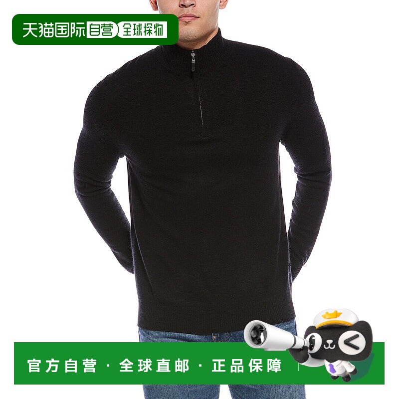 自营Quinn Cashmere 1/4-Zip Mock Neck Sweater - black 美国奥