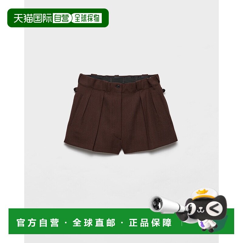 欧洲直邮PRADA (2025新品) 人字纹羊毛短裤宽松休闲裤