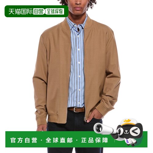 自营BOSS Hugo Boss P Hanry羊毛混纺飞行员夹克-棕色 美国奥莱直
