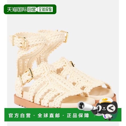 1h可退 香港直邮ZIMMERMANN 女士 Goldie 拉菲草编织罗马风格凉鞋