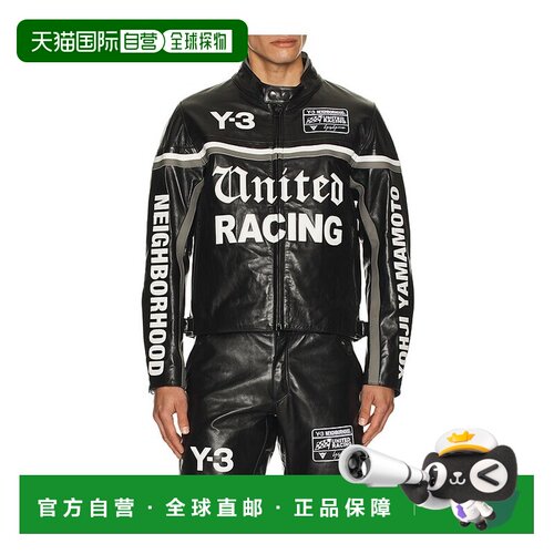 1h可退 香港直邮Y-3 男士 Yohji Yamamoto x NBHD Racer 皮革夹克