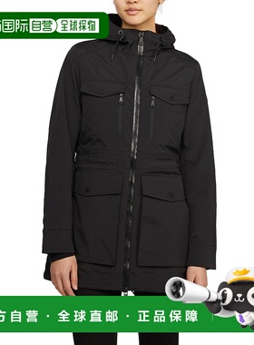 自营 Pajar 女士 Isla 混合材质可折叠雨衣，带固定兜帽 - 黑色