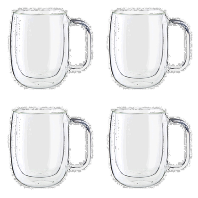 自营 ZWILLING Sorrento Plus 4 件双层玻璃咖啡杯，隔热咖啡杯，