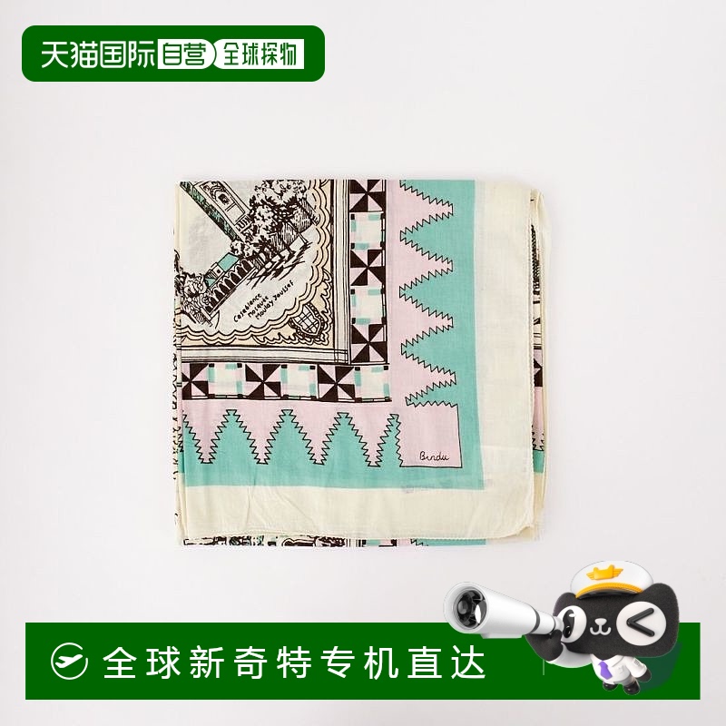 1h可退 日本直邮BINDU 巴黎街景复古印花大判丝巾 BBB2100