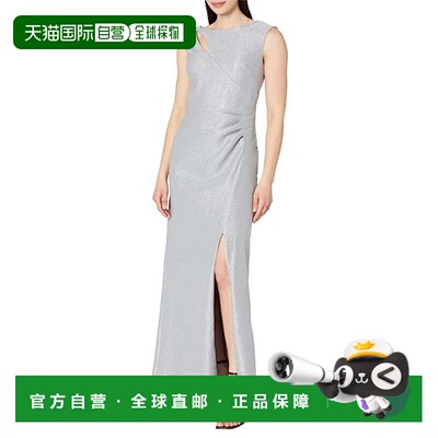 自营Alex Evenings Maxi Dress Women's Platinum Cutout Sleevel