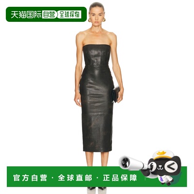香港直邮ALEX PERRY 女士 抹胸皮革中长连衣裙 D1548FW25