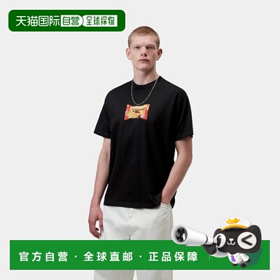 自营欧洲直邮Carhartt WIP Road Side Snack男士黑色有机棉印花T