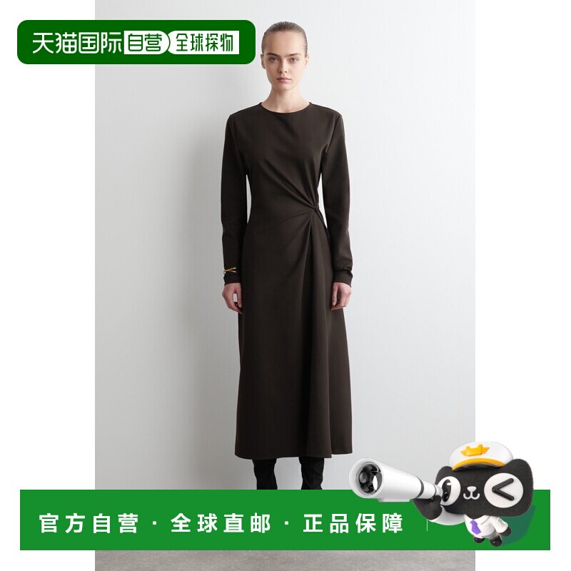 自营欧洲直邮COS 女士棕色棉混纺扭结细节连衣裙图片