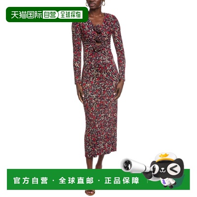 自营FARM Rio Chelsea Garden Purple Flowers Deep Neckline Lon