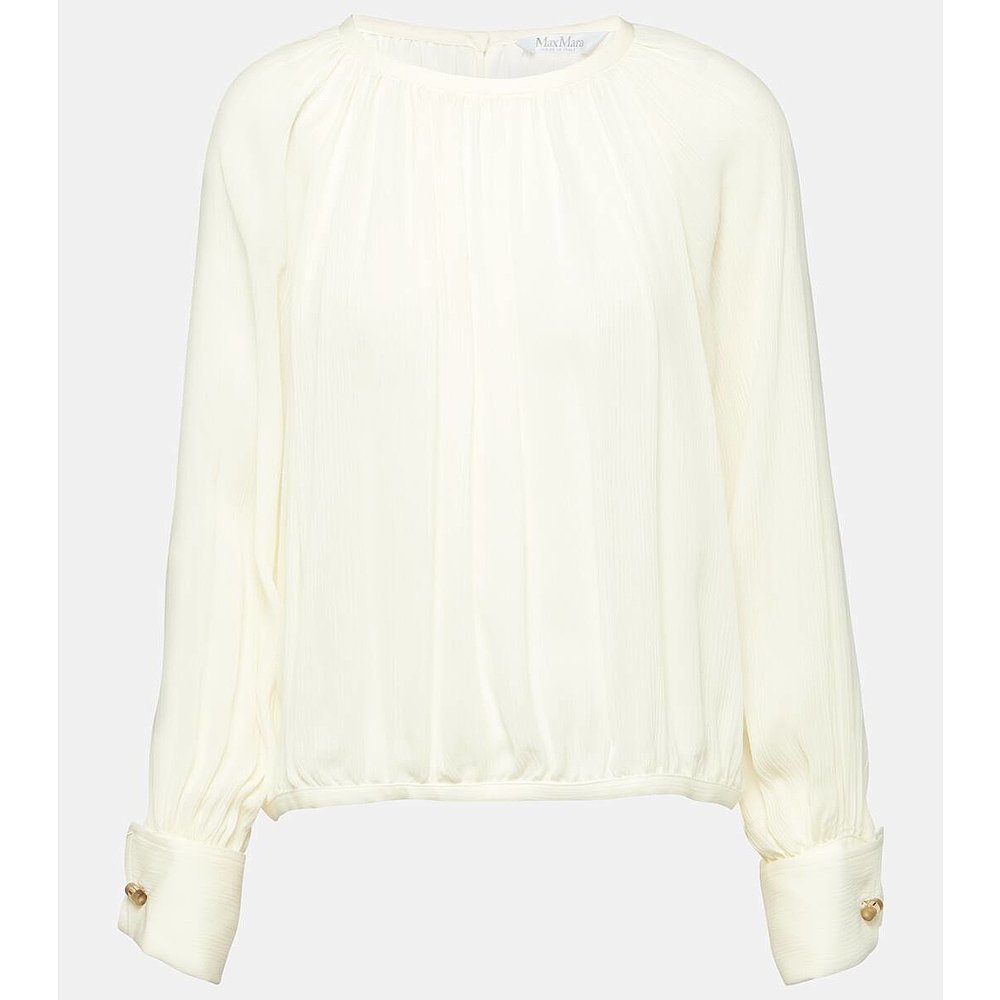MaxMara 麦斯玛拉 女士 Narvel crêpe 真丝上衣 001379