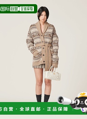 香港直邮Miu Miu 羊毛针织开衫 MMF76313K4S232长袖缪缪