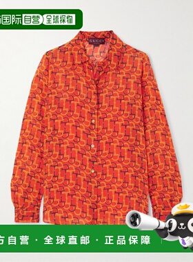 香港直邮Gucci 古驰 女士 印花衬衫 832898Z7AP1 orange橙色 舒适