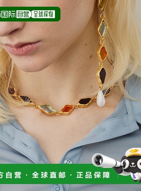 日本直邮la belle Etude 女士原创复古风彩色树脂项链 真鍮边框设