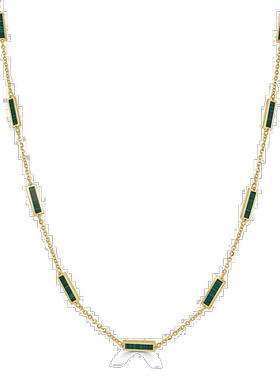 自营 sabrina14K 金站条形孔雀石项链可调节 16-18 英寸 - 黄金