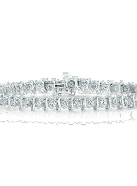 自营 vir jewels8 cttw I1 净度 IGI 认证钻石手链 14K 白金 S-Li