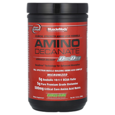 香港直邮MuscleMeds,氨基癸酸酯，柑橘酸橙，13.5 盎司（384 克）