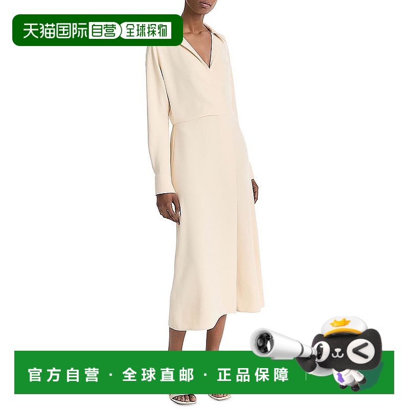 自营 vince女式领涤纶迷笛连衣裙-白色沙 美国奥莱直发