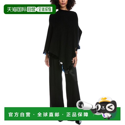 自营La Fiorentina Sequin Border Poncho - black 美国奥莱直发