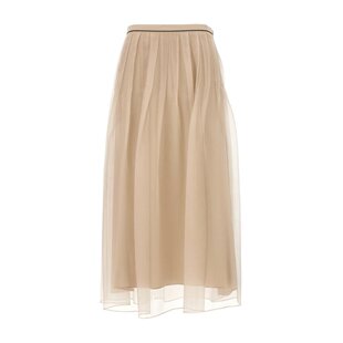 MF940G3375 闪亮腰带百褶中长半身裙 Brunello Cucinelli