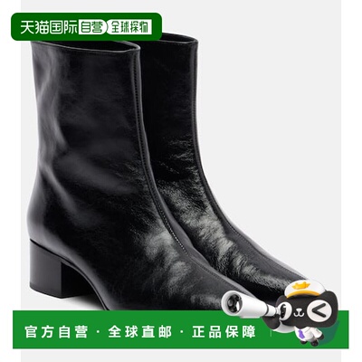 1h可退 香港直邮KHAITE 女士 Andee 40 皮质短靴 black黑色 舒适