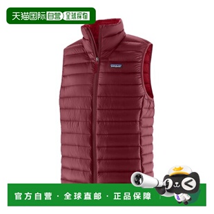 自营欧洲直邮PATAGONIA DOWN SWEATER男士酒红色再生尼龙羽绒马甲