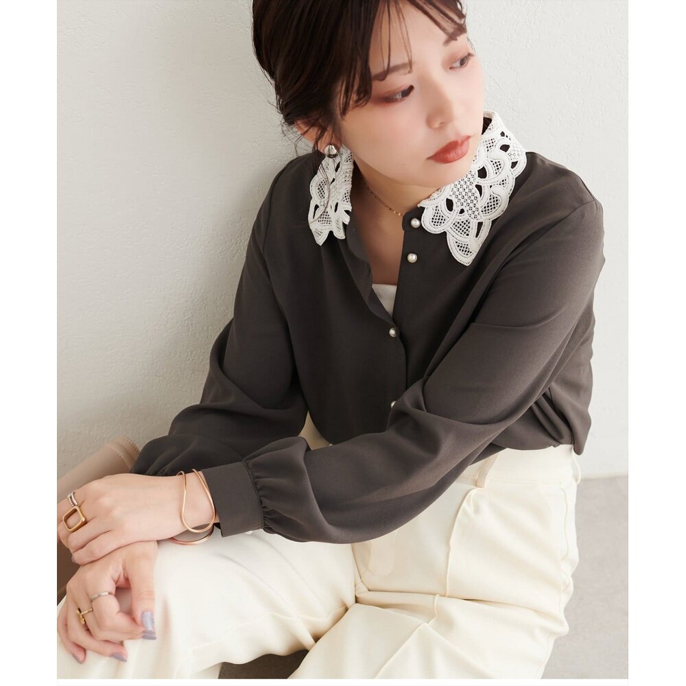 日本直邮natural couture 女装 蕾丝领衬衫 03620【付后1h可退】图片