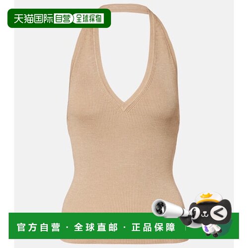 1h可退 香港直邮NILI LOTAN 女士 Ivey 挂脖真丝上衣 beige米色