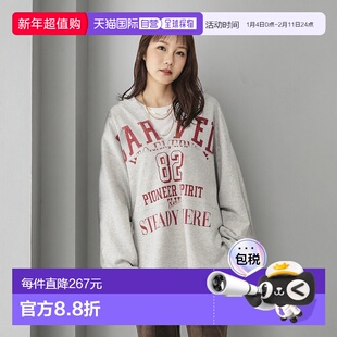 1h可退 日本直邮GLOBAL WORK 女装 宽松长袖T恤 个性拼接印花设计