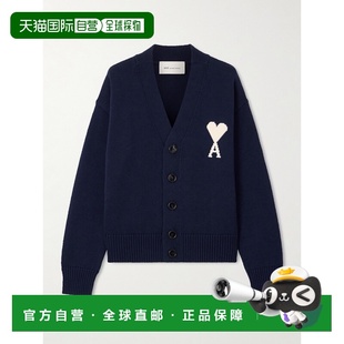 香港直邮Ami Paris 女士 嵌花针织羊毛棉混纺针织开衫 UKC381KN01