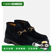 香港直邮潮奢 Gucci 古驰 1h可退 女士 马衔扣绒面革短靴