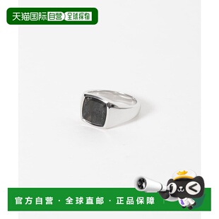 1h可退 日本直邮TOM WOOD 男士 黑色拉长石 银925 方形印章戒指 U